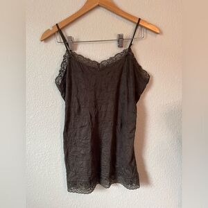 Vtg coldwater creek lace trim top women’s M brown fairy core grunge boho Y2K